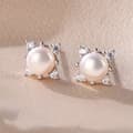 Miniatyrbillede 3 af 4: 925 Sterling Silver Square Pearl Stone Stud Earrings Womens Girls Jewellery Gift