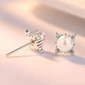 Miniatyrbillede 4 af 4: 925 Sterling Silver Square Pearl Stone Stud Earrings Womens Girls Jewellery Gift