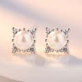Miniatyrbillede 2 af 4: 925 Sterling Silver Square Pearl Stone Stud Earrings Womens Girls Jewellery Gift