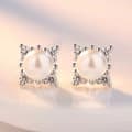 Miniatyrbillede 1 af 4: 925 Sterling Silver Square Pearl Stone Stud Earrings Womens Girls Jewellery Gift