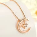 Pikkukuva 2 / 3: Rose Gold Crystal Moon Star Pendant 925 Sterling Silver Necklace Women Jewellery