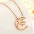 Pikkukuva 1 / 3: Rose Gold Crystal Moon Star Pendant 925 Sterling Silver Necklace Women Jewellery