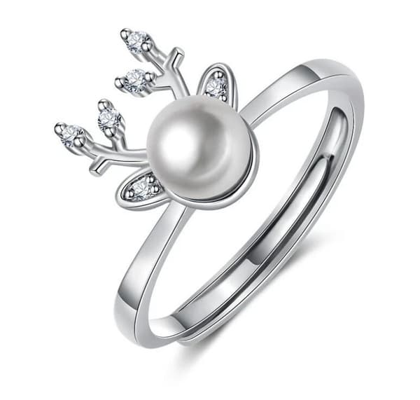 Pearl Elk Adjustable Ring 925 Sterling Silver Womens Girl Jewellery Love Gift UK