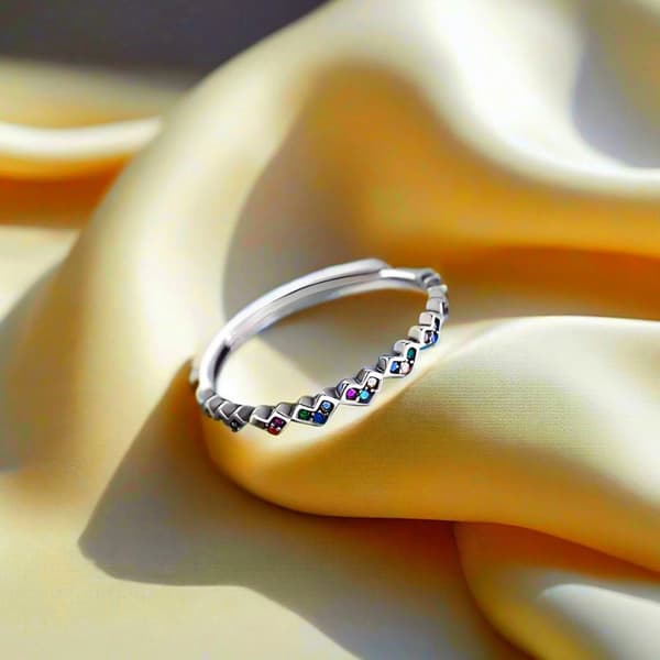 925 Sterling Silver Mini Colourful Heart Adjustable Ring Women Girl Jewellery UK