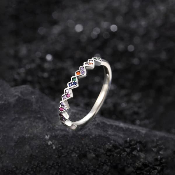 925 Sterling Silver Mini Colourful Heart Adjustable Ring Women Girl Jewellery UK