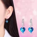 Miniatyrbillede 1 af 4: Ocean Heart Blue Drop Hook Stud Earrings 925 Sterling Silver Womens Jewellery UK