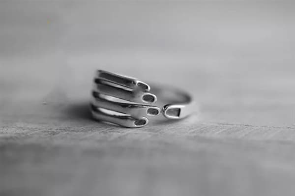Vintage Love Hug Hand 925 Sterling Silver Plt Ring Womens Men Jewellery Gift UK