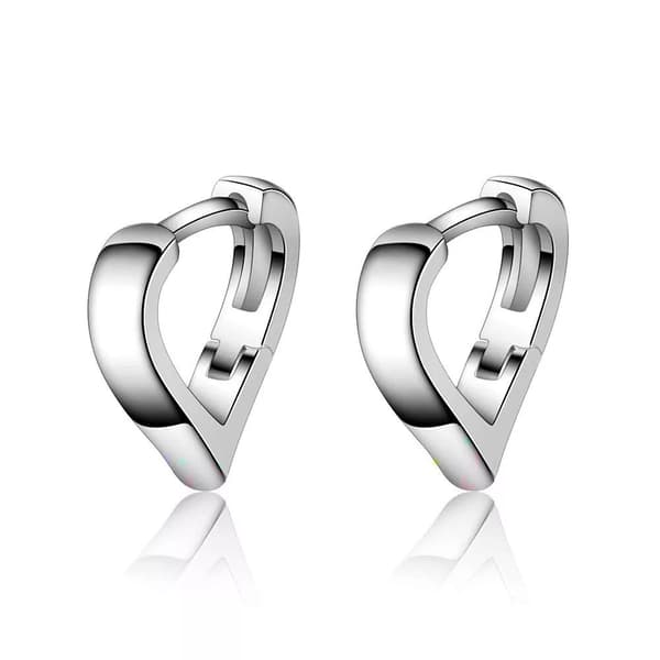 Womens Girls 925 Sterling Silver Love Heart Hoop Earrings Jewellery Gift UK