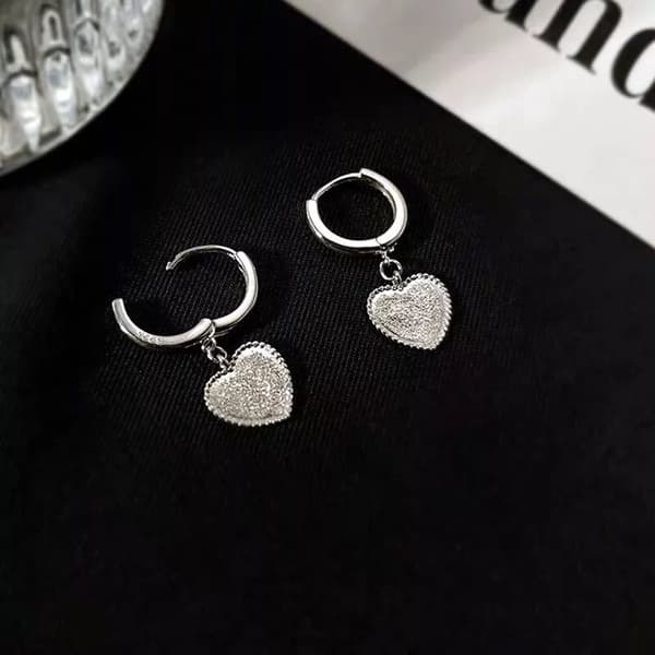 Women Girls 925 Sterling Silver Heart Dangle Drop Stud Earring Jewellery Gift UK