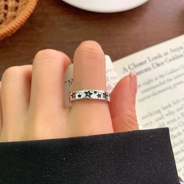 Retro Moon Star Adjustable Ring 925 Sterling Silver Plt Women Mens Jewellery UK