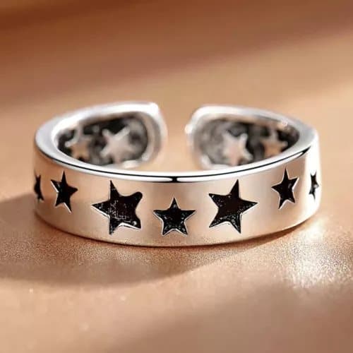 Retro Moon Star Adjustable Ring 925 Sterling Silver Plt Women Mens Jewellery UK