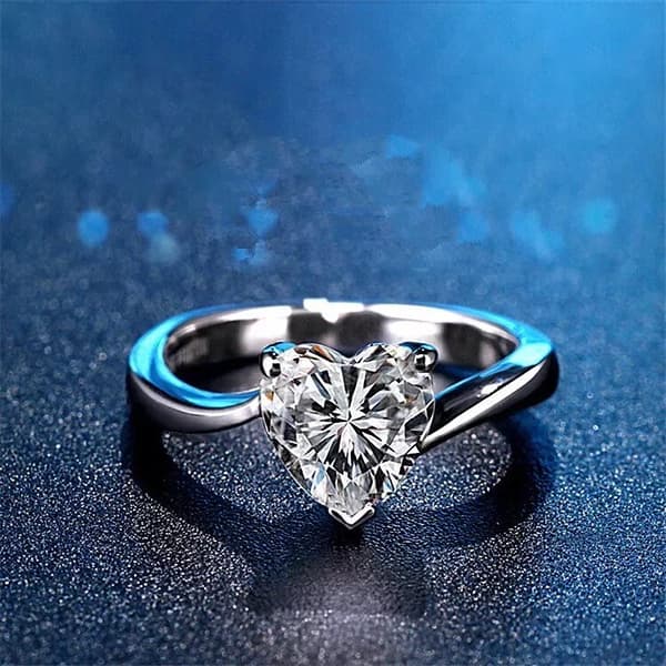 Crystal Twist Heart 925 Sterling Silver Adjustable Ring Women Girls Jewellery UK