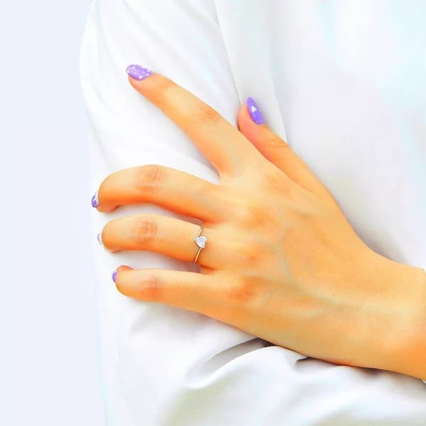 Crystal Twist Heart 925 Sterling Silver Adjustable Ring Women Girls Jewellery UK