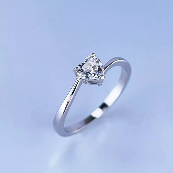 Crystal Twist Heart 925 Sterling Silver Adjustable Ring Women Girls Jewellery UK