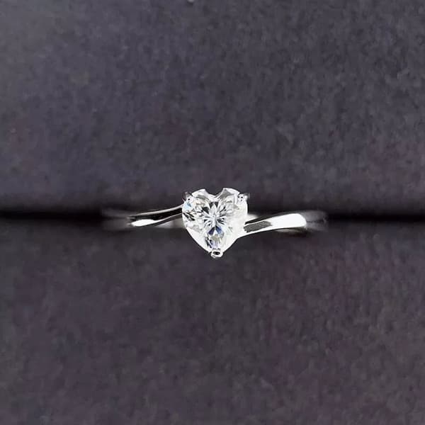 Crystal Twist Heart 925 Sterling Silver Adjustable Ring Women Girls Jewellery UK