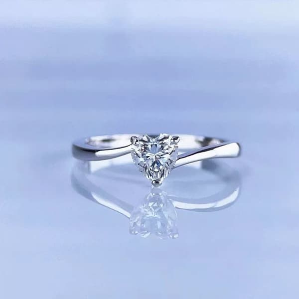 Crystal Twist Heart 925 Sterling Silver Adjustable Ring Women Girls Jewellery UK