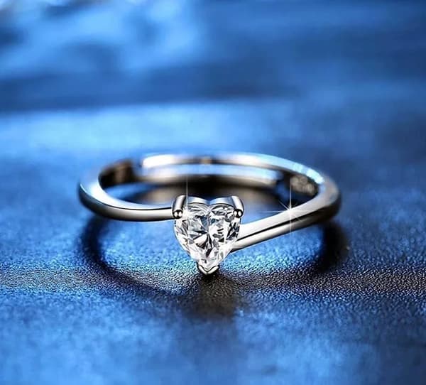 Crystal Twist Heart 925 Sterling Silver Adjustable Ring Women Girls Jewellery UK