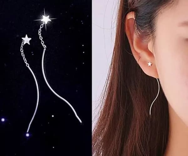 925 Sterling Silver Star Drop Ear Stud Earrings Womens Girls Jewellery Gifts UK
