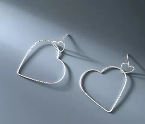 Women Girls 925 Sterling Silver Heart Dangle Drop Stud Earrings Jewellery Gifts
