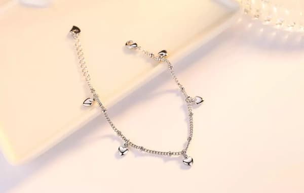 Heart Drop Linked Charm 925 Sterling Silver Bracelet Womens Girls Jewellery Gift