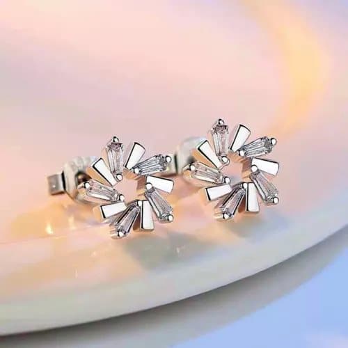 925 Sterling Silver Full Stone Swirl Stud Earrings Women Girls Jewellery Gift UK