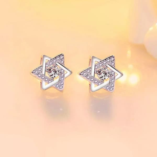 925 Sterling Silver Hexagram Star Stud Earrings Womens Girls Jewellery Love Gift