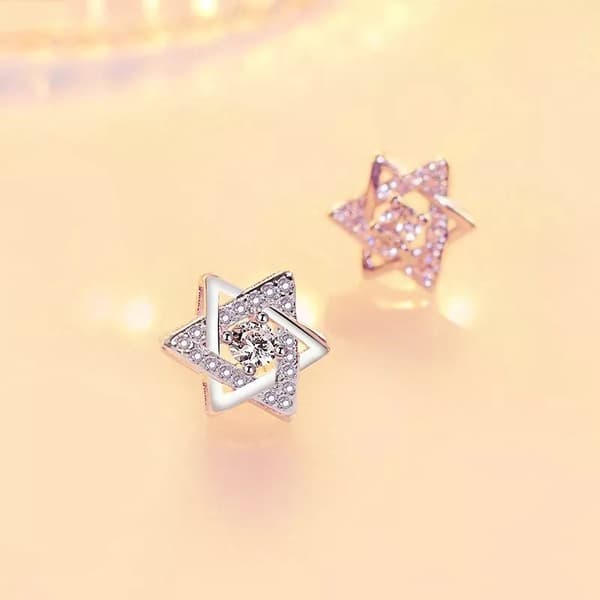 925 Sterling Silver Hexagram Star Stud Earrings Womens Girls Jewellery Love Gift