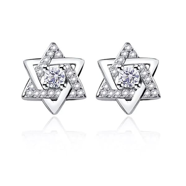 925 Sterling Silver Hexagram Star Stud Earrings Womens Girls Jewellery Love Gift