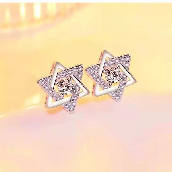 925 Sterling Silver Hexagram Star Stud Earrings Womens Girls Jewellery Love Gift