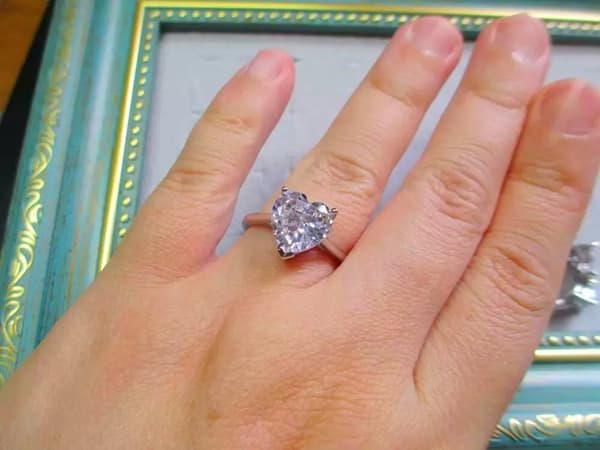 925 Sterling Silver Crystal Heart Adjustable Ring Womens Girls Jewellery Gift UK