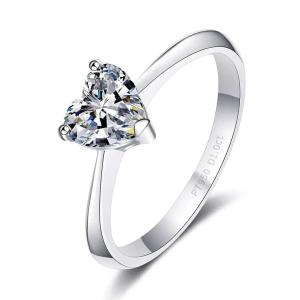 925 Sterling Silver Crystal Heart Adjustable Ring Womens Girls Jewellery Gift UK