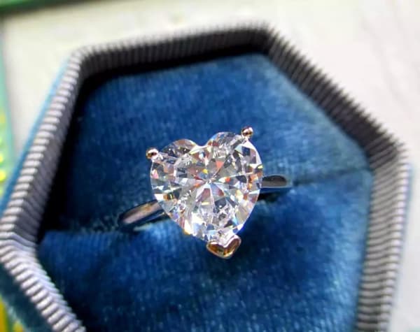 925 Sterling Silver Crystal Heart Adjustable Ring Womens Girls Jewellery Gift UK