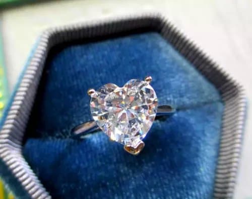 925 Sterling Silver Crystal Heart Adjustable Ring Womens Girls Jewellery Gift UK