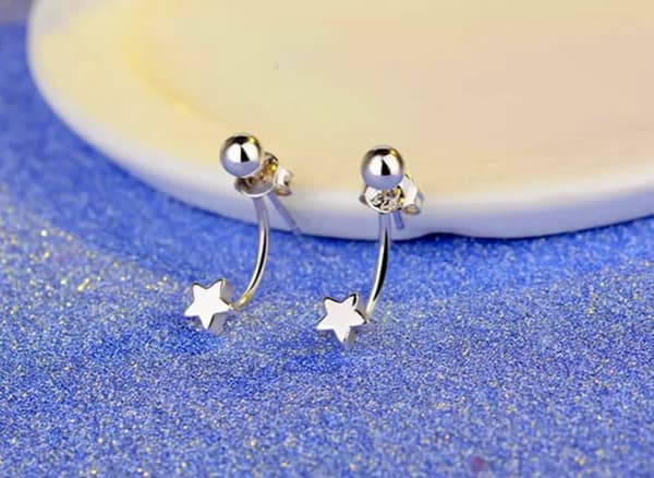 925 Sterling Silver Star Bead Stud Earrings Womens Girls Jewellery Love Gifts UK