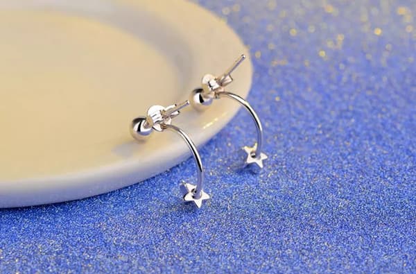 925 Sterling Silver Star Bead Stud Earrings Womens Girls Jewellery Love Gifts UK