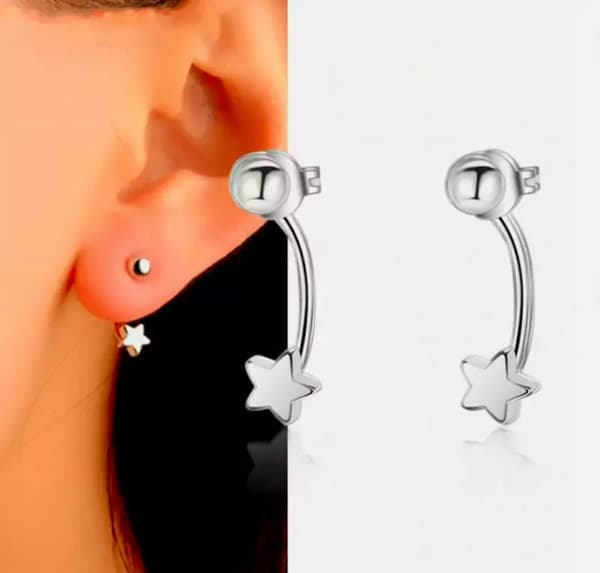 925 Sterling Silver Star Bead Stud Earrings Womens Girls Jewellery Love Gifts UK