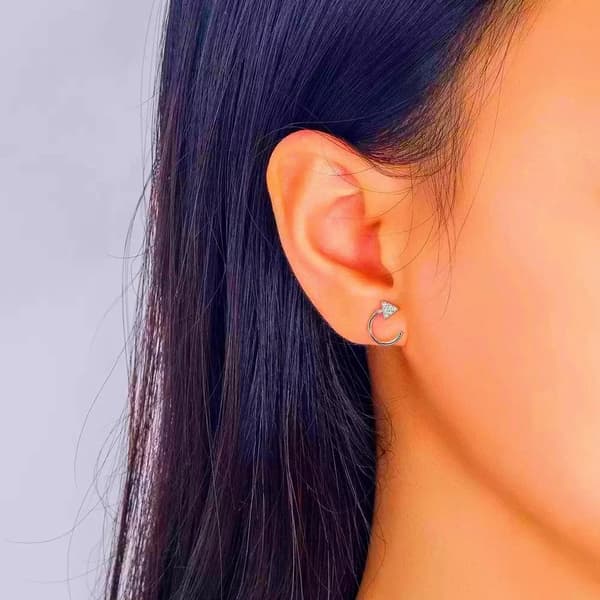 Crystal Triangle Stud Earrings 925 Sterling Silver Womens Girls Jewellery Gifts