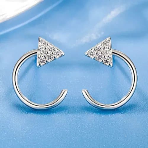 Crystal Triangle Stud Earrings 925 Sterling Silver Womens Girls Jewellery Gifts
