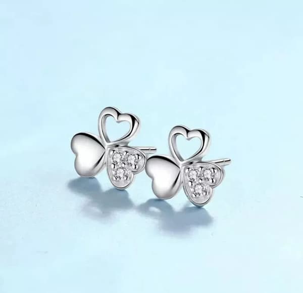 Crystal Clover Stone Stud Earrings 925 Sterling Silver Women’s Jewellery Gift UK