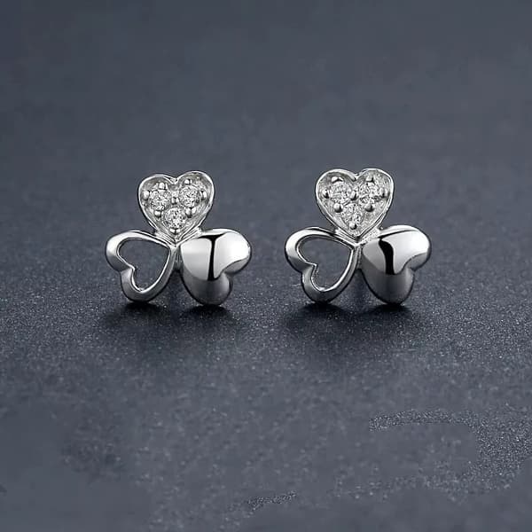 Crystal Clover Stone Stud Earrings 925 Sterling Silver Women’s Jewellery Gift UK