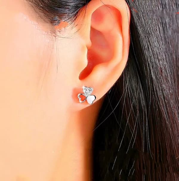 Crystal Clover Stone Stud Earrings 925 Sterling Silver Women’s Jewellery Gift UK