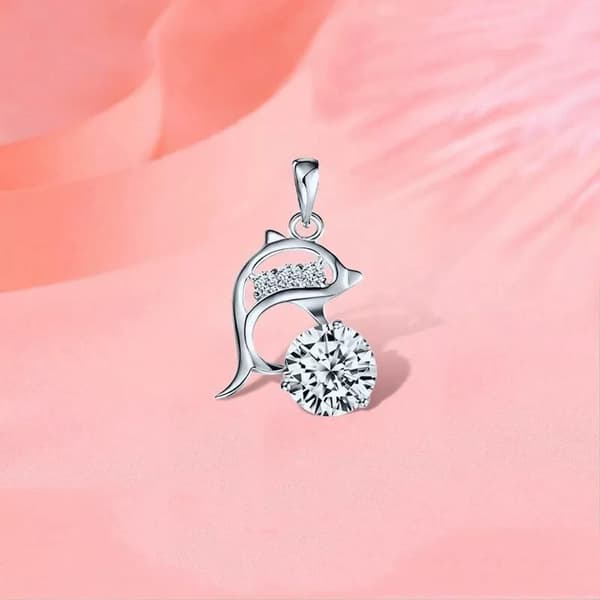 Crystal Dolphin Pendant 925 Sterling Silver Chain Necklace Womens Jewellery Gift