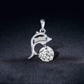 Miniatyrbild 2 av 4: Crystal Dolphin Pendant 925 Sterling Silver Chain Necklace Womens Jewellery Gift