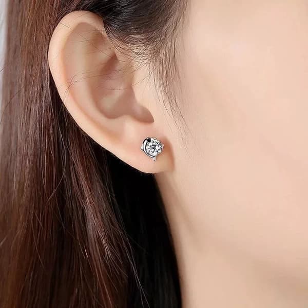 925 Sterling Silver Crystal Dolphin Ear Stud Earrings Womens Girl Jewellery Gift