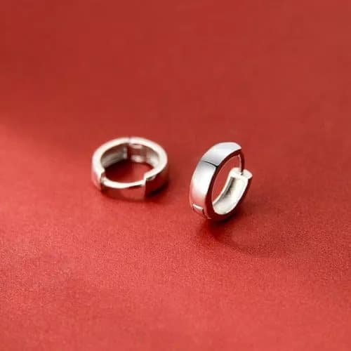 925 Sterling Silver Circle Huggie Hinge Hoop Earrings Women Girls Jewellery Gift
