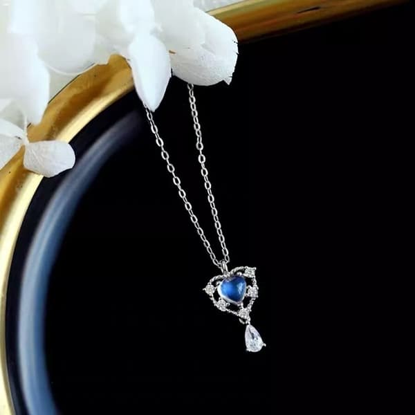 Moonstone Heart Water Drop 925 Sterling Silver Necklace Womens Jewellery Gifts