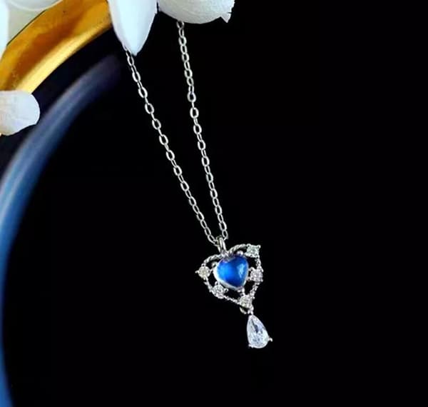 Moonstone Heart Water Drop 925 Sterling Silver Necklace Womens Jewellery Gifts