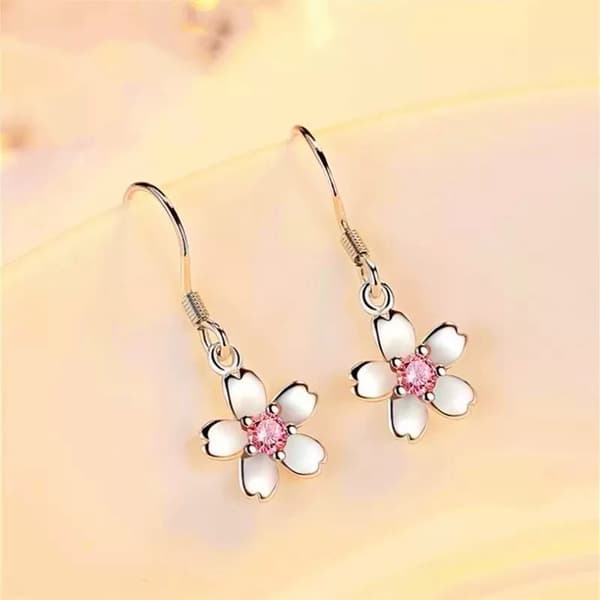 Women Girls 925 Sterling Silver Crystal Flower Drop Hook Earrings Jewellery Gift