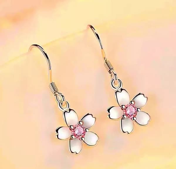 Women Girls 925 Sterling Silver Crystal Flower Drop Hook Earrings Jewellery Gift