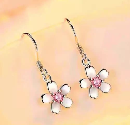 Women Girls 925 Sterling Silver Crystal Flower Drop Hook Earrings Jewellery Gift